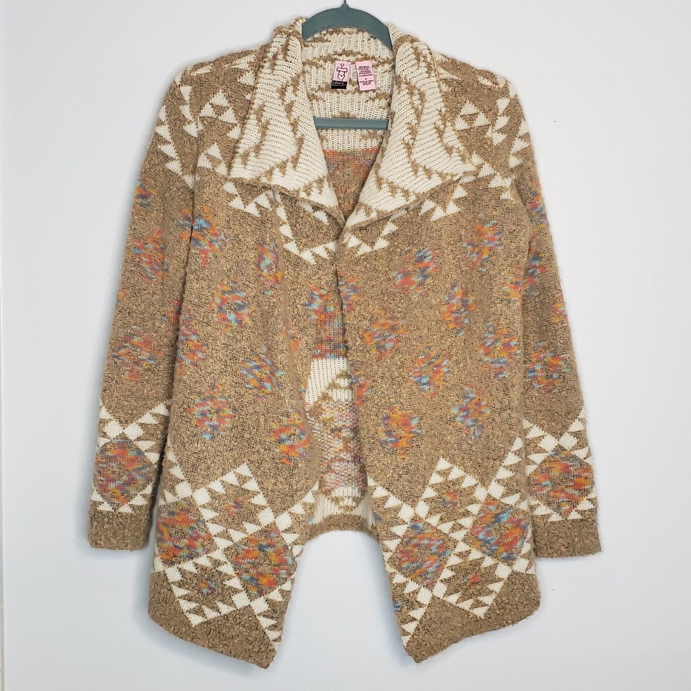 Open Front Cardigan Sweater Southwest Aztec Small